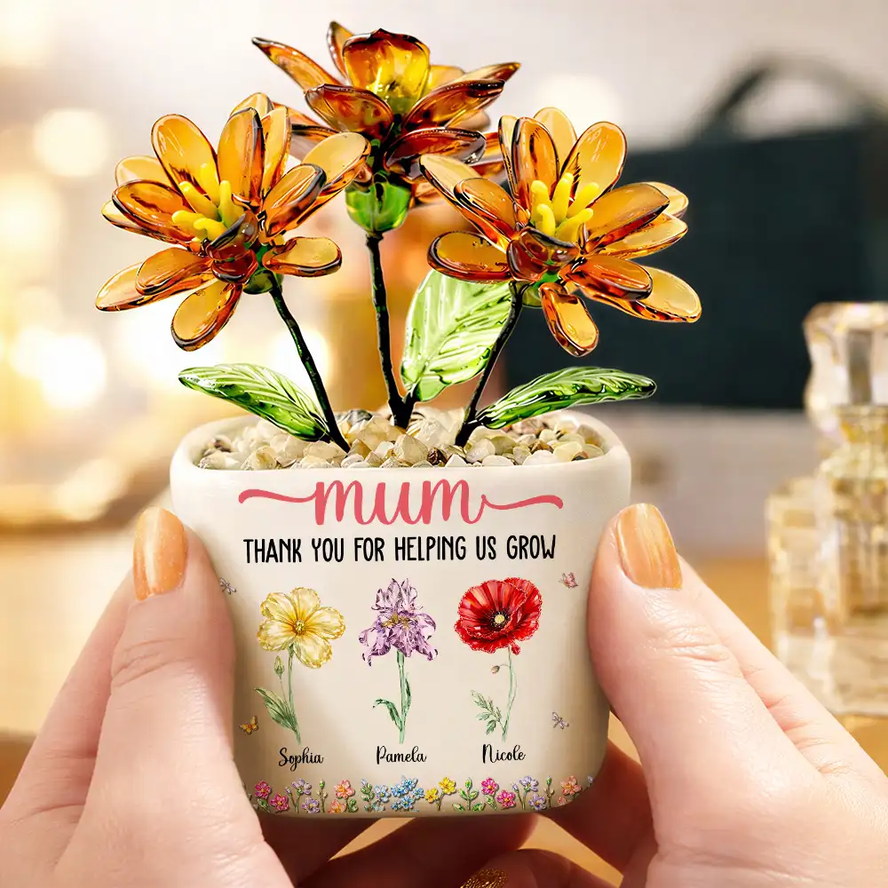 Thank You For Helping Us Grow - Personalized Glass Flower Plant Pot - Image 7