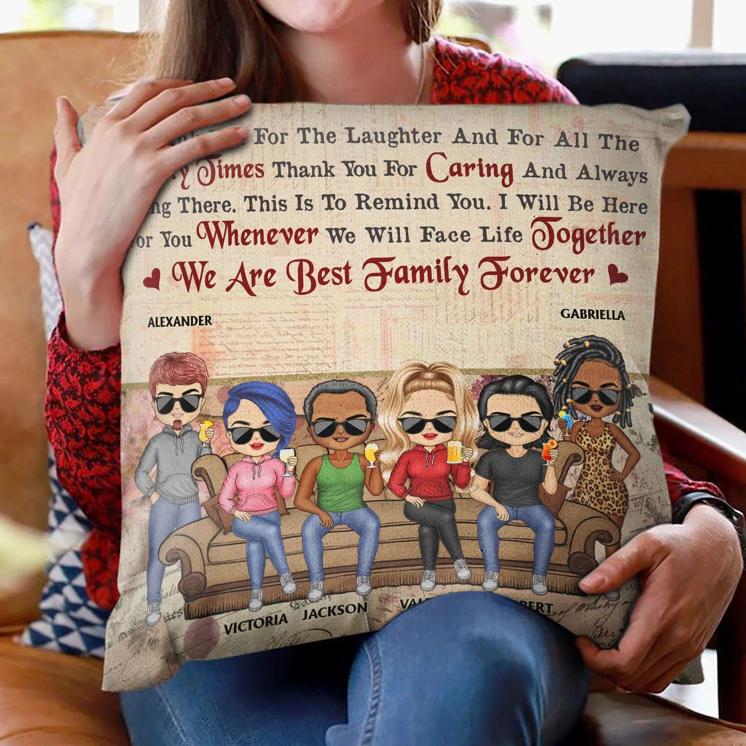 Thank You For The Laughter And For All The Funny Times Best Friends Besties Sisters Brothers Siblings Family - Housewarming Gifts - Personalized Custom Pillow - Image 2