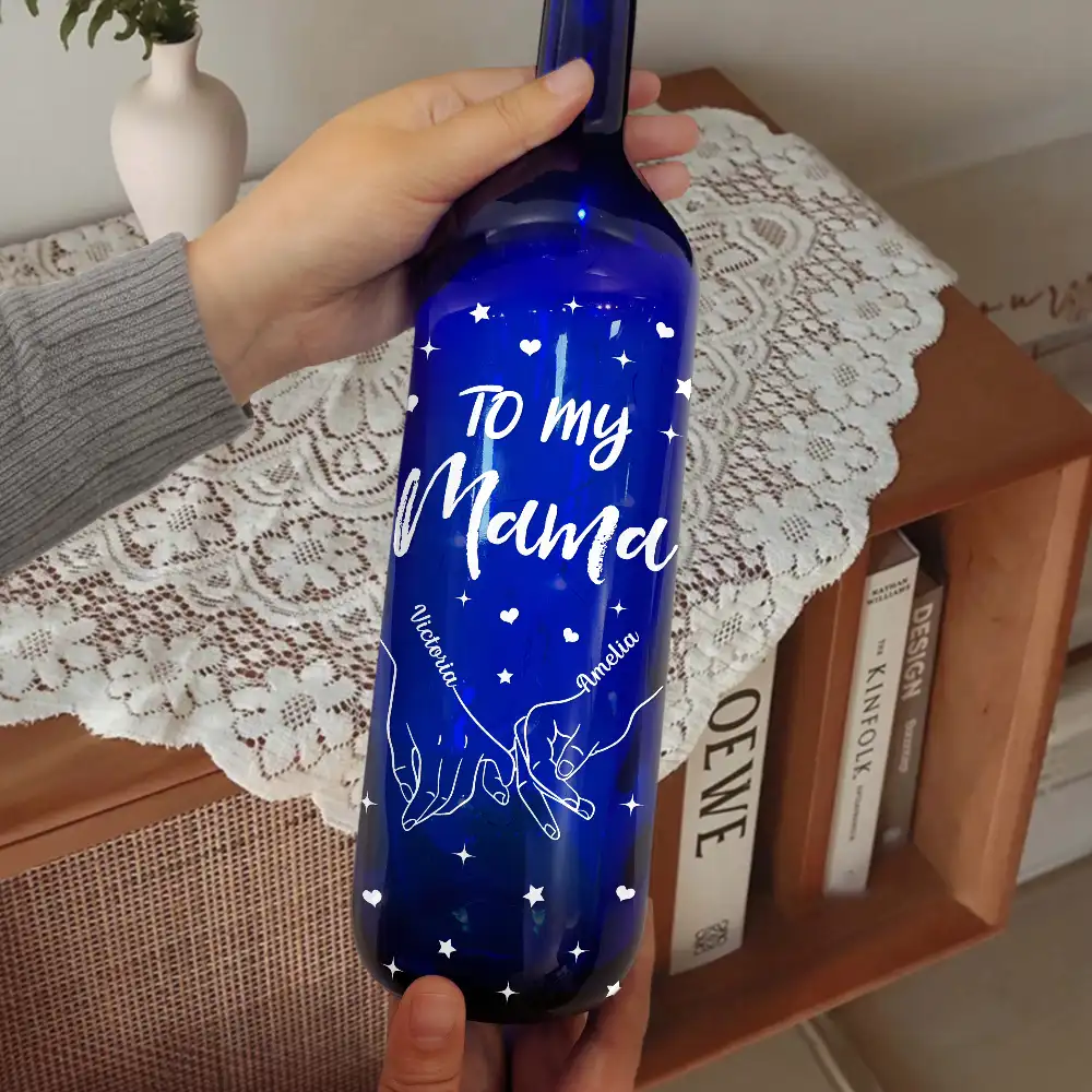 Thank You Mom I Love You - Personalized Blue Bottle Light - Image 2