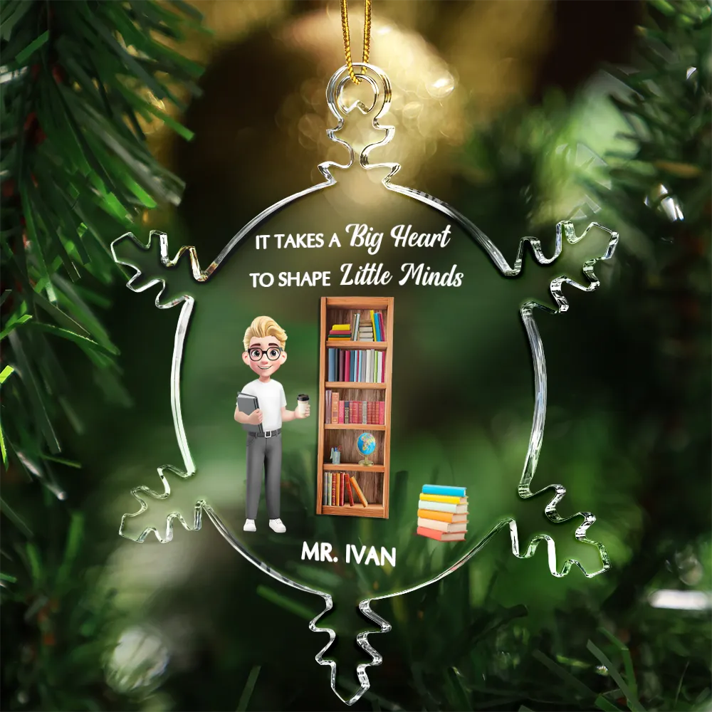 Thank You Teacher For The Difference You Make - Personalized Snowflakes Shaped Glass Ornament - Image 3