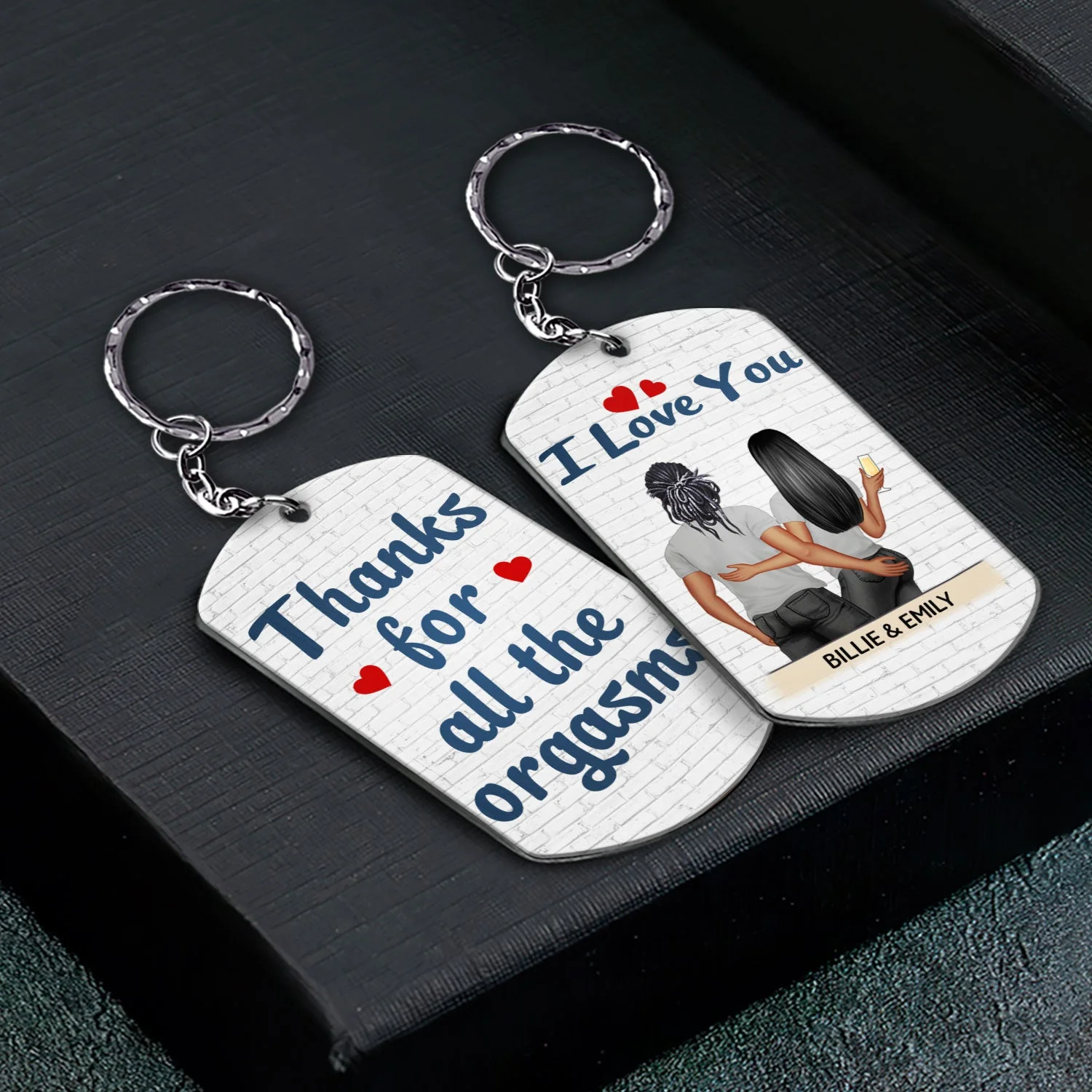 Thanks For All The Orgasms Backside - Anniversary, Funny Gift For Couples, Family - Personalized Aluminum Keychain - Image 2