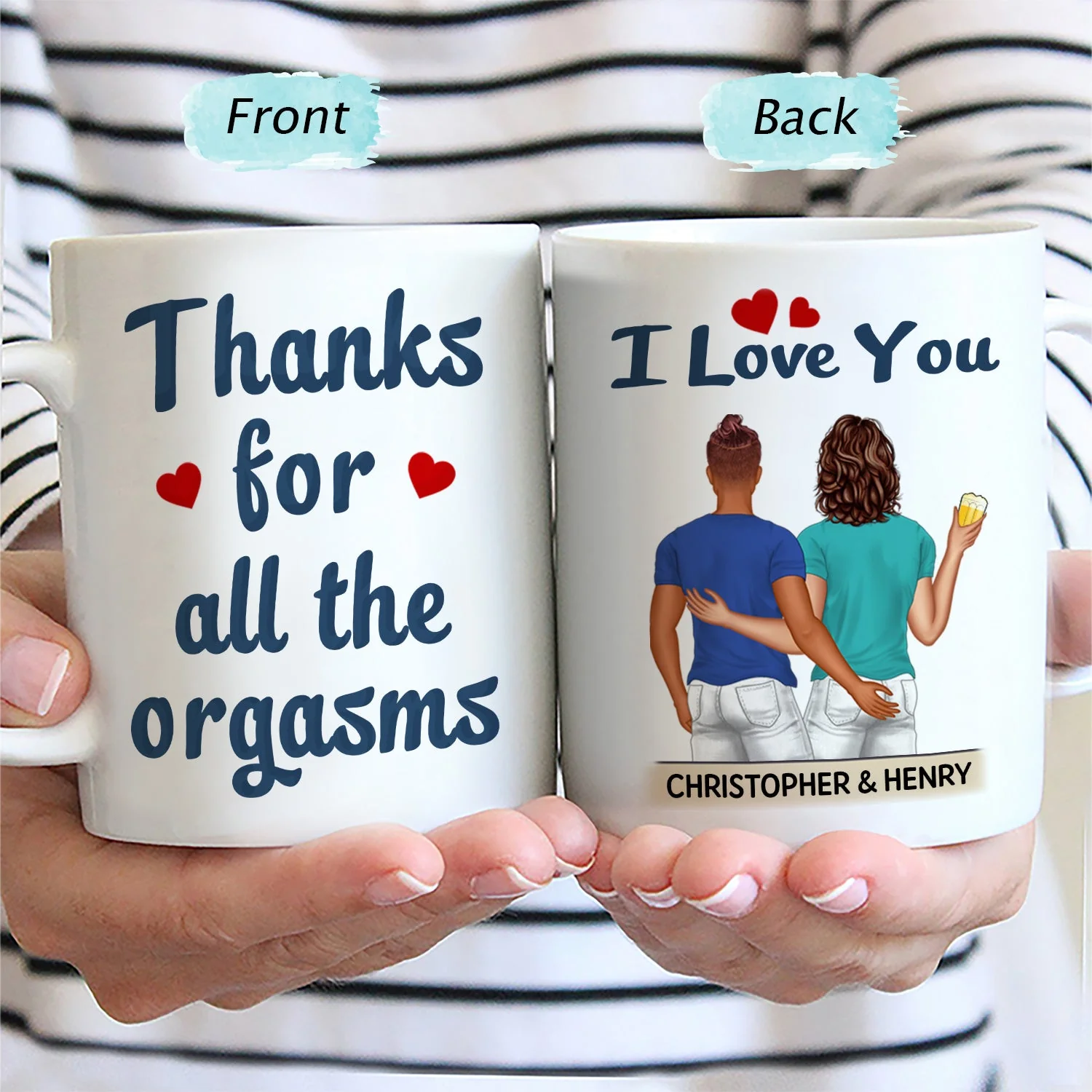 Thanks For All The Orgasms Backside - Anniversary, Funny Gift For Couples, Family - Personalized Mug - Image 2