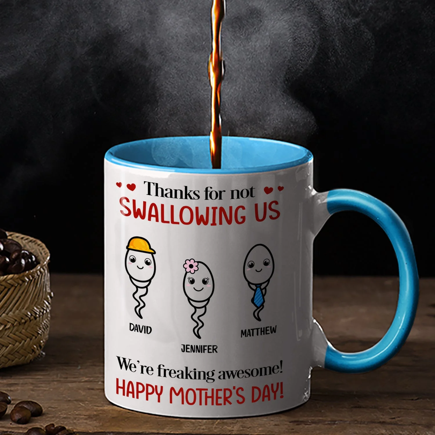 Thanks For Not Swallowing Us Simple Sperm - Funny Gift For Mother - Personalized Accent Mug - Image 2