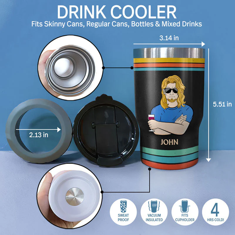 That's What I Do I Drink And I Know Things Husband Dad Grandpa - Gift For Men - Personalized Custom Triple 3 In 1 Can Cooler - Image 4