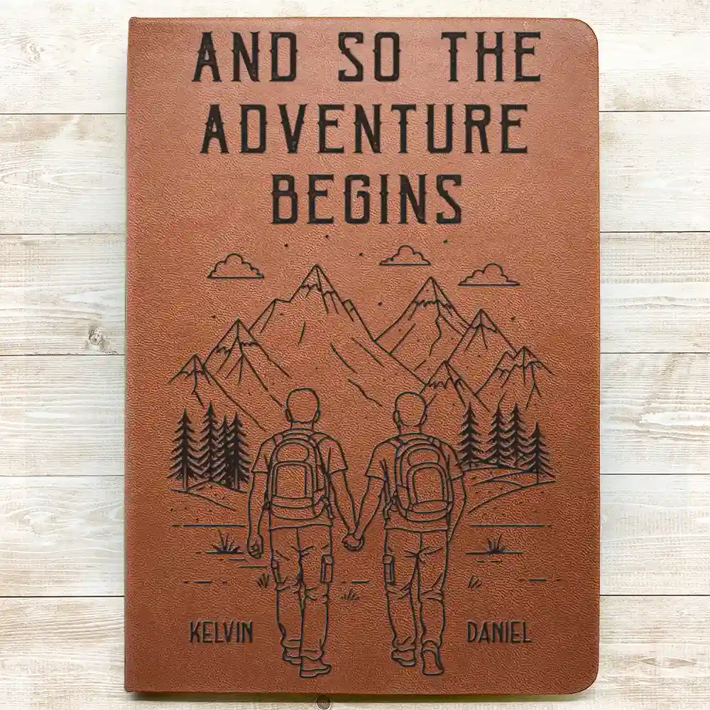 The Adventure Book Of Happy Couple - Personalized Leather Journal - Image 3