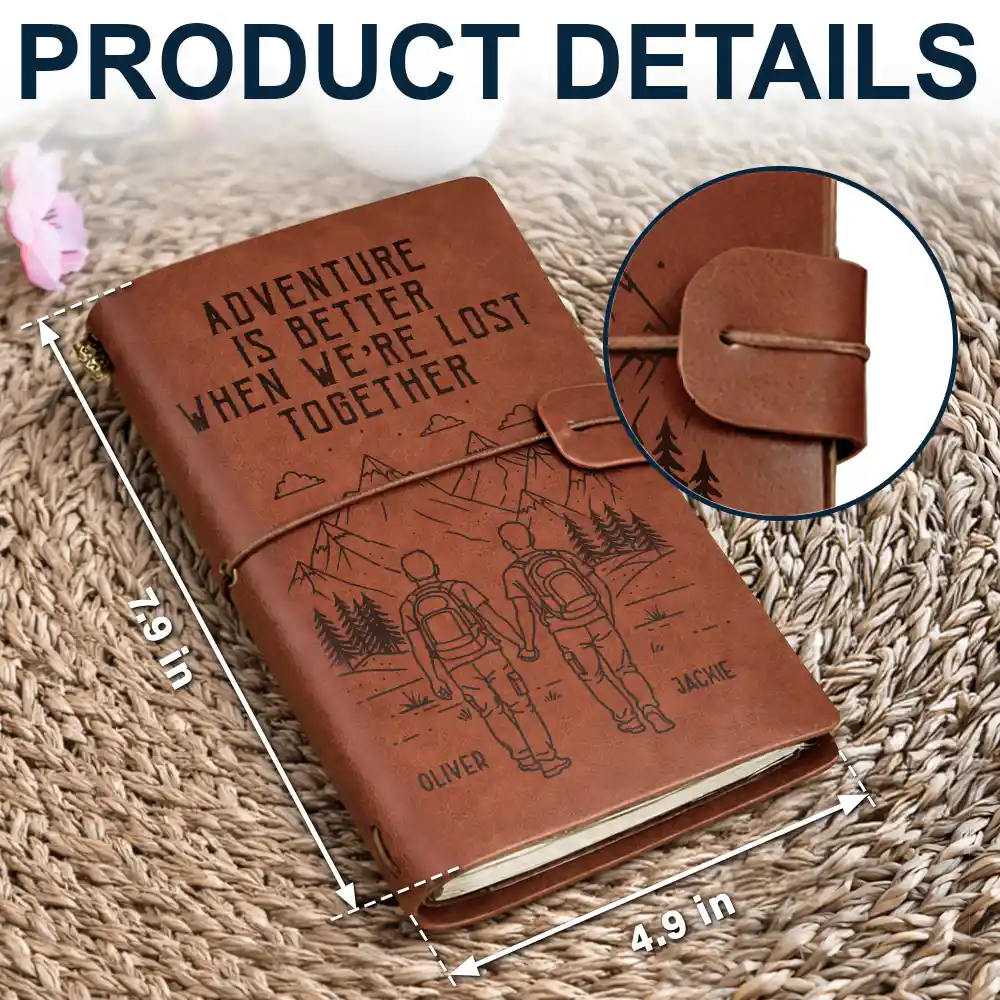 The Adventure Book Of Happy Couple - Personalized Leather Vintage Journal - Image 3