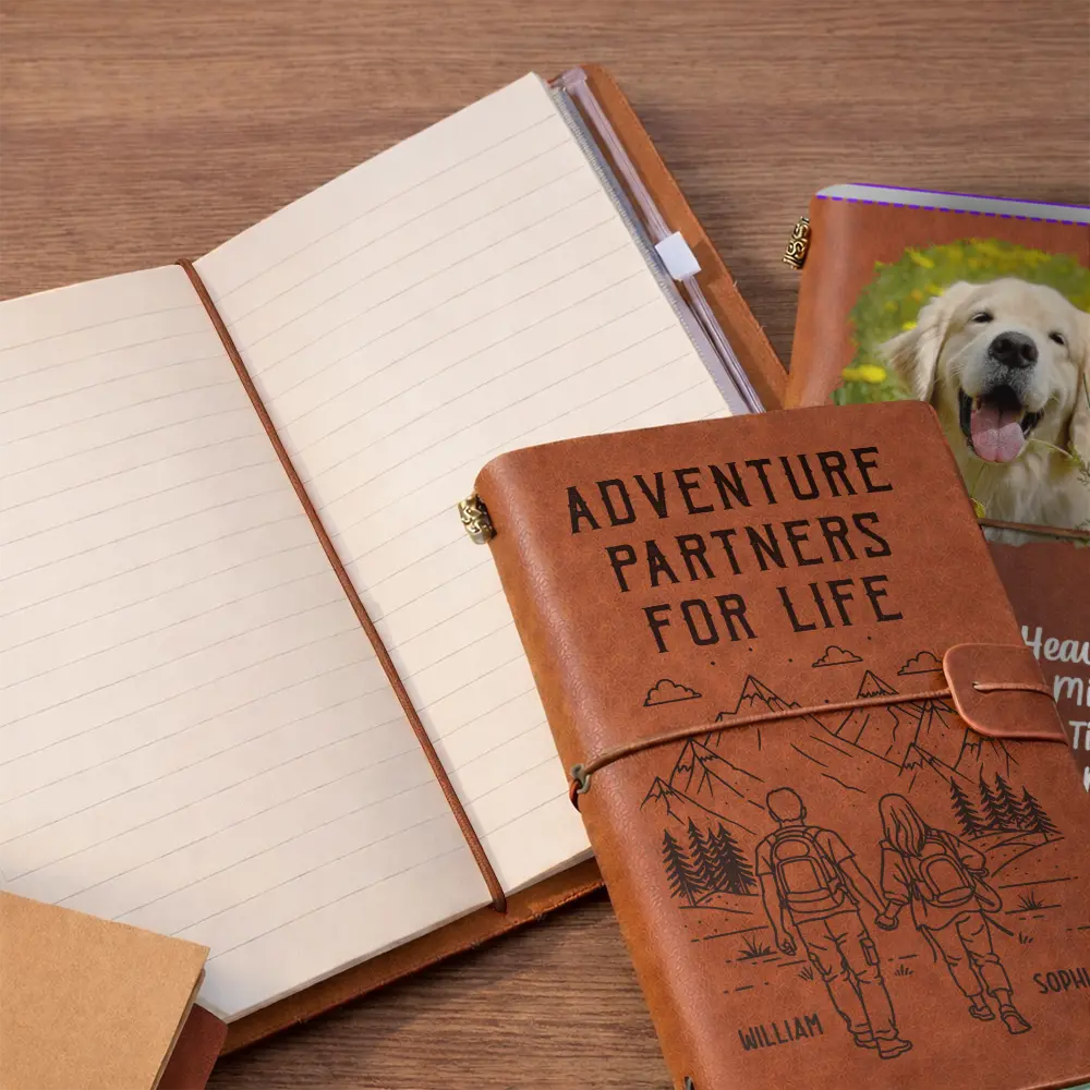The Adventure Book Of Happy Couple - Personalized Leather Vintage Journal - Image 5