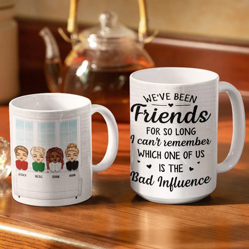 The Bad Influence - Gift For Besties, Best Friends, BFFs - Personalized Custom White Edge-To-Edge Mug - Image 3