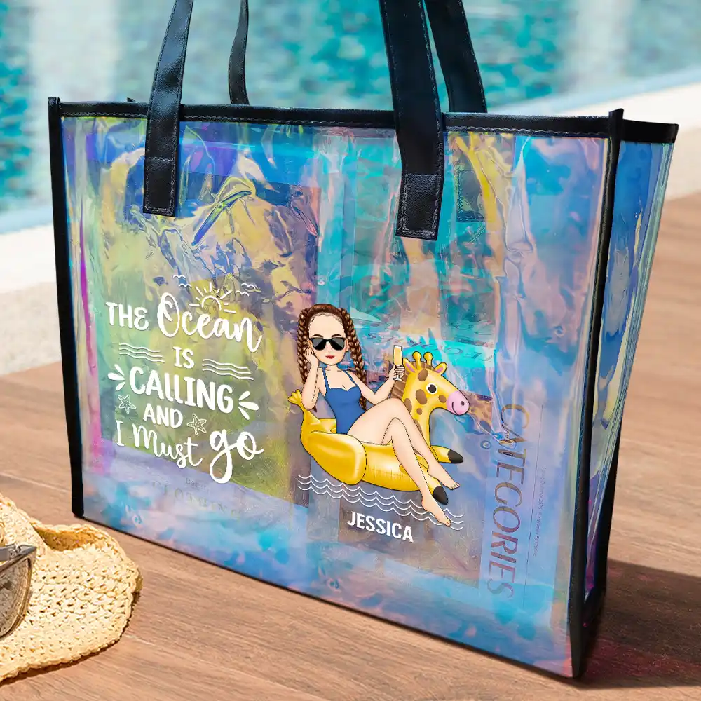 The Beach Is Calling And I Must Go - Personalized Holographic Tote - Image 2