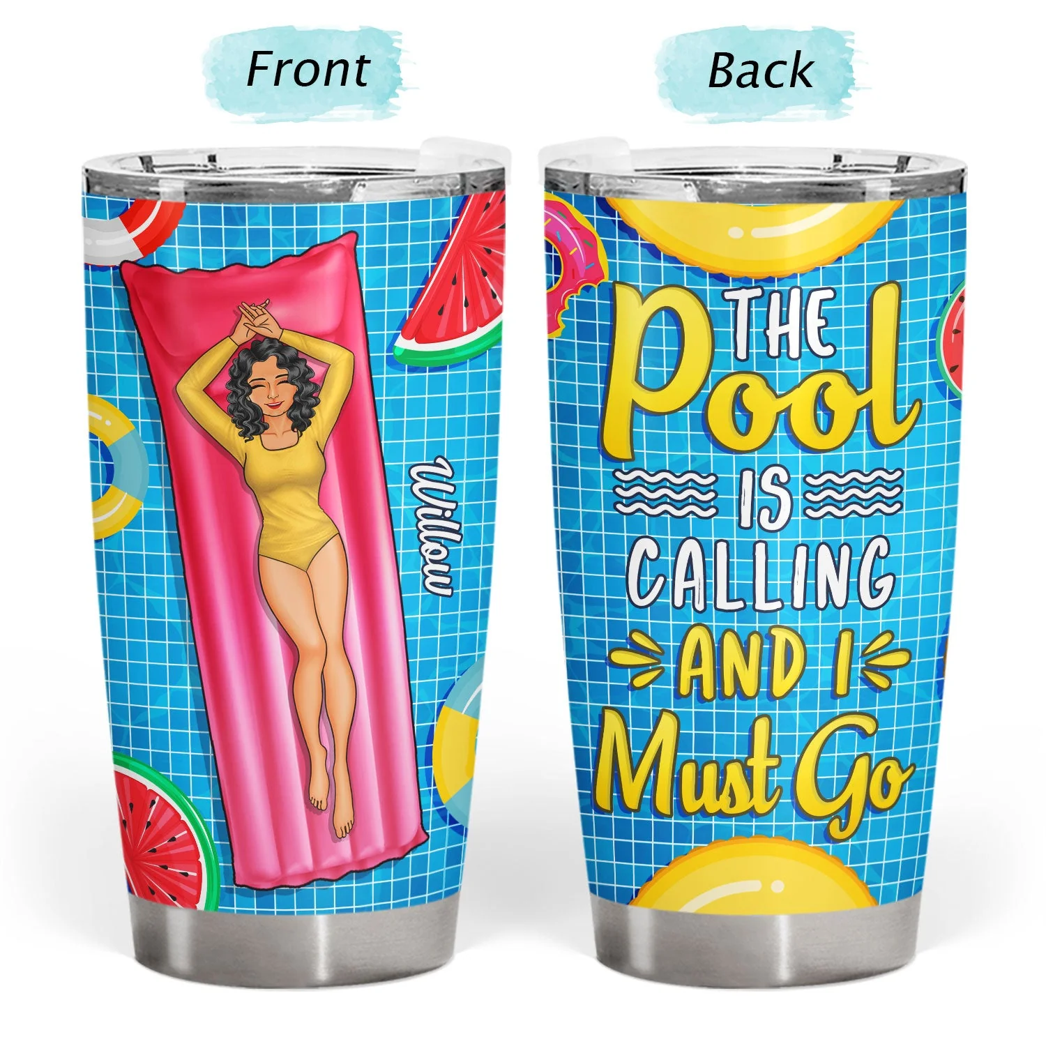 The Beach The Pool Is Calling And I Must Go - Birthday, Vacation, Traveling Gift For Woman, Man - Personalized Custom Tumbler - Image 3