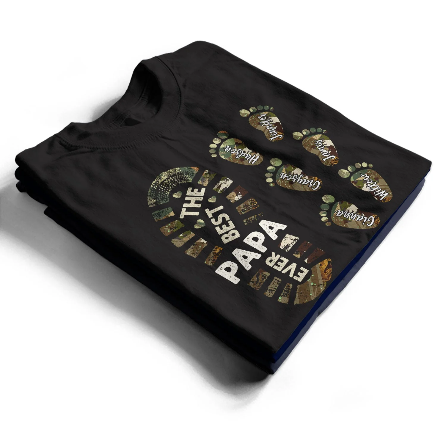 The Best Dad Grandpa Ever Footprints - Gift For Father, Grandfather - Personalized T Shirt - Image 2