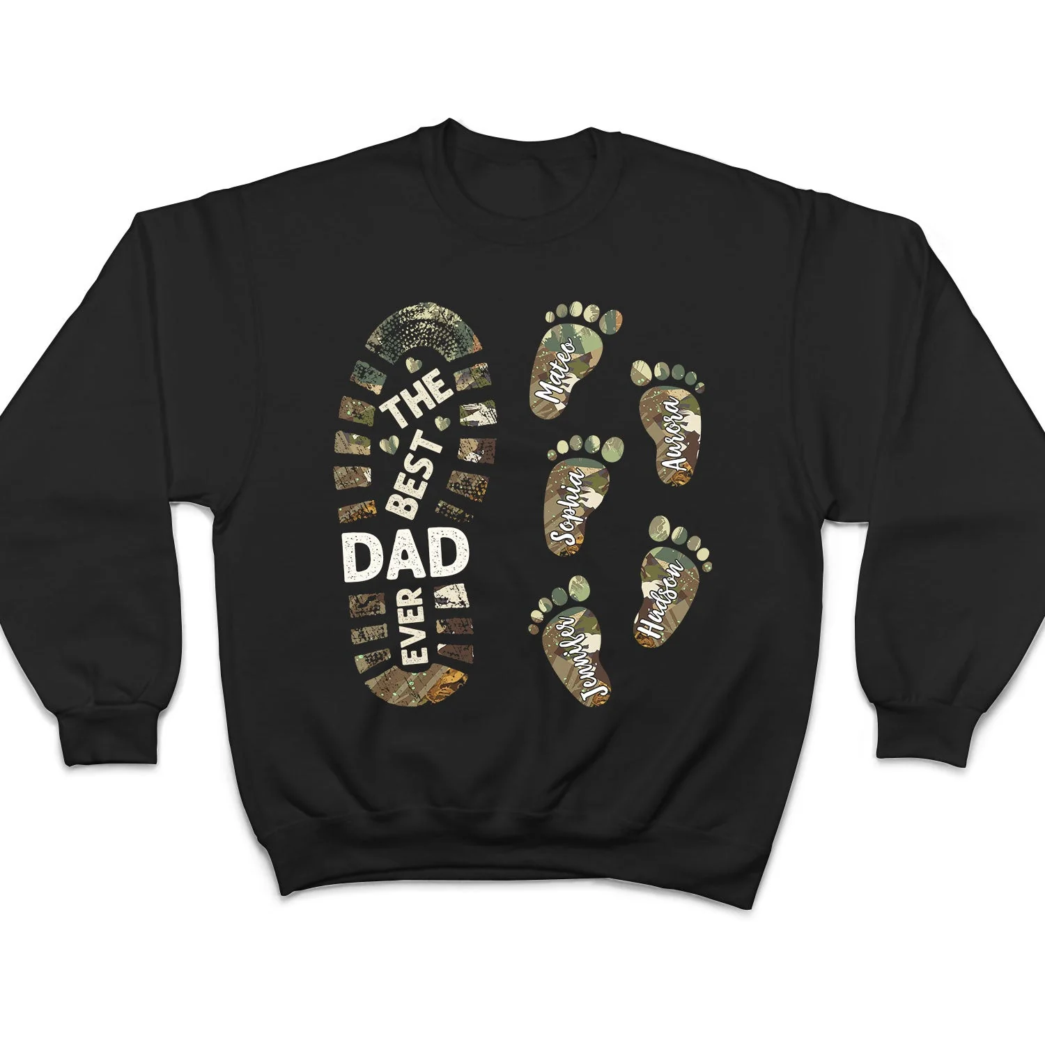 The Best Dad Grandpa Ever Footprints - Gift For Father, Grandfather - Personalized T Shirt - Image 5