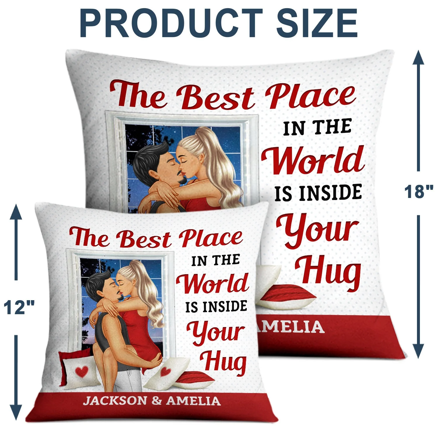 The Best Place In The World Is Inside Your Hug - Gift For Couples, Husband And Wife - Personalized Pillow - Image 4