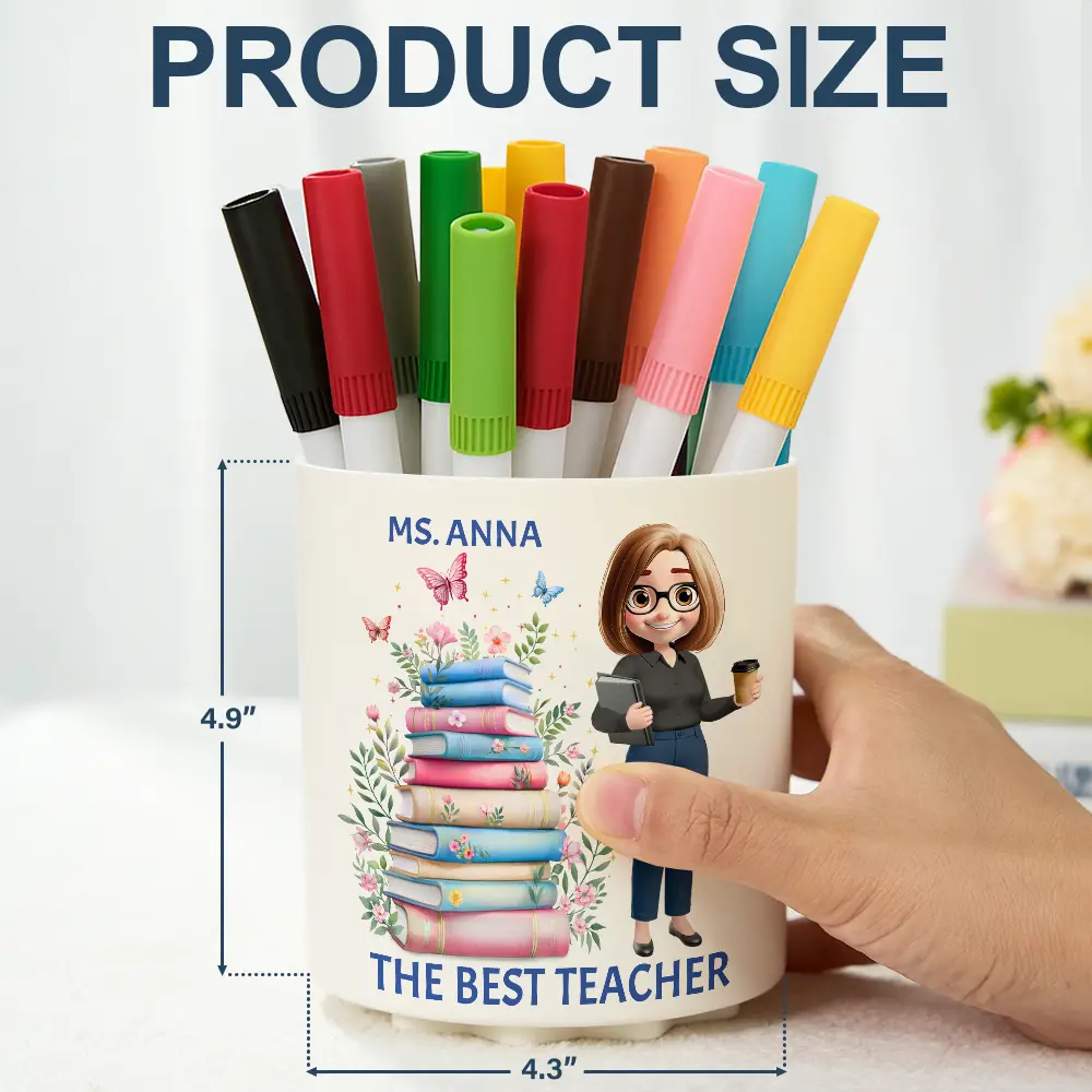The Best Teacher - Personalized Rotating Pen Holder - Image 5