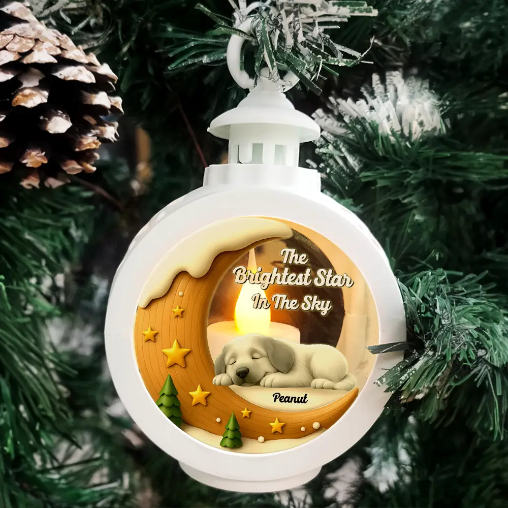 The Brightest Star In The Sky Dog Memorial - Personalized Candlelight Lantern Ornament - Image 5