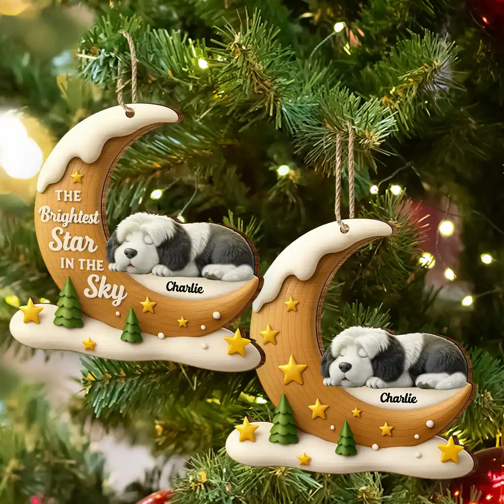 The Brightest Star In The Sky Dog Memorial - Personalized Custom Shaped Wooden Ornament - Image 7