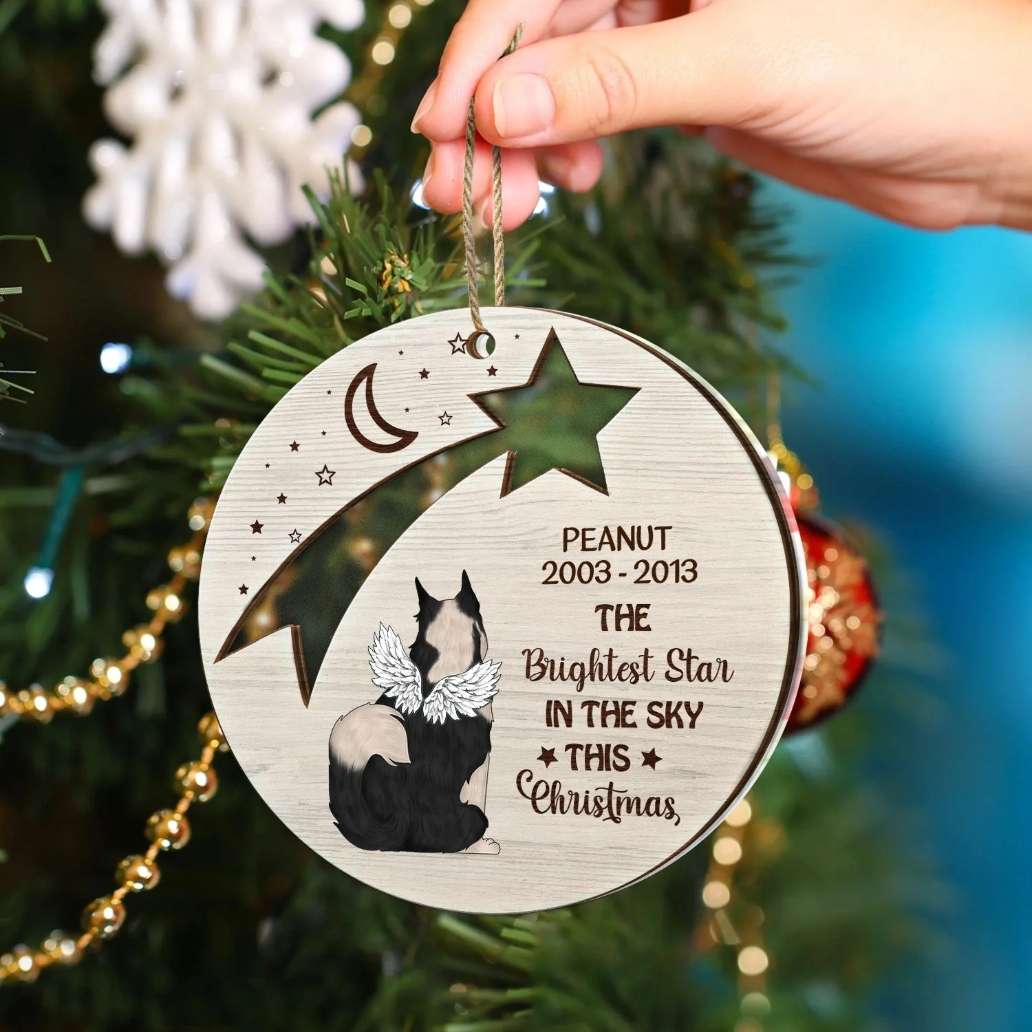 The Brightest Star In The Sky This Christmas - Dog Memorial Gift - Personalized 2-Layered Mix Ornament - Image 4