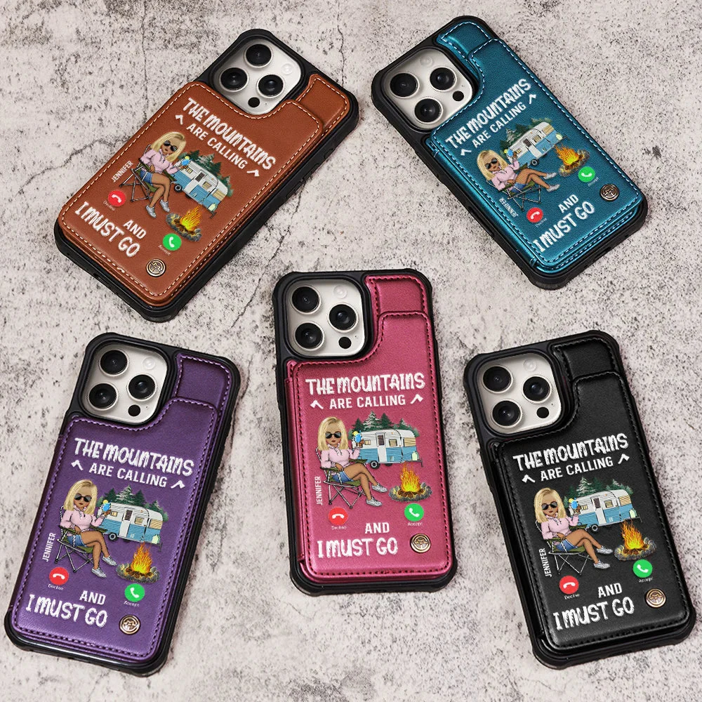 The Campsite Is Calling - Personalized Leather Flip Wallet Phone Case - Image 3