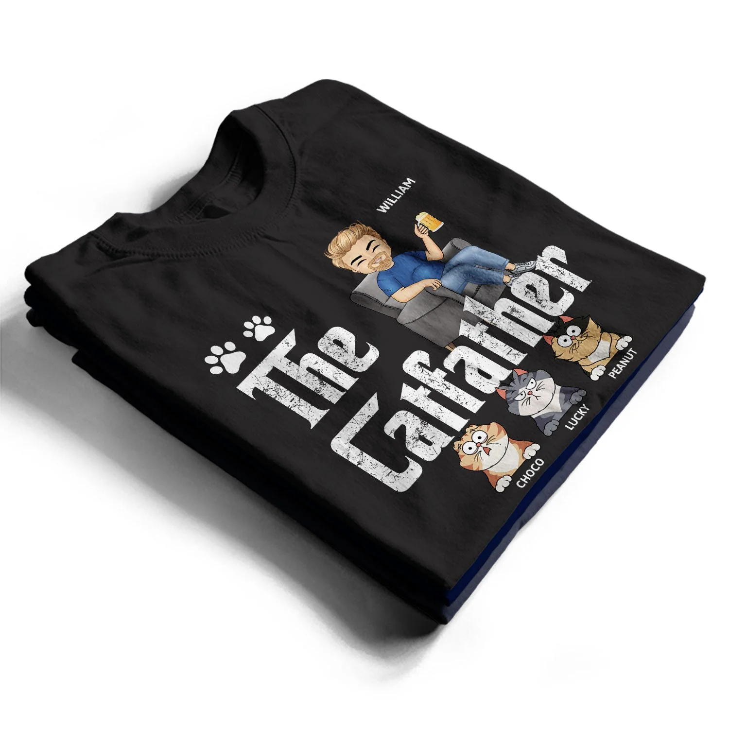 The Cat Father Cat Dad - Gift For Cat Lovers - Personalized T Shirt - Image 2