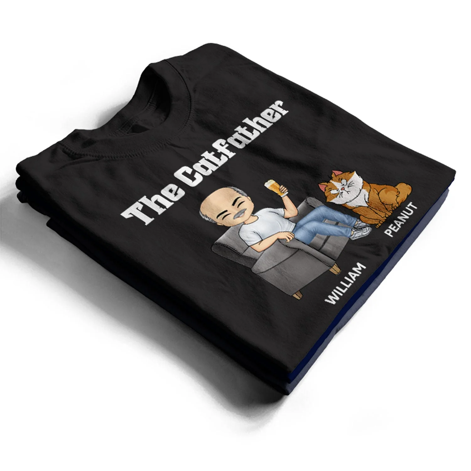 The Cat Father - Gift For Cat Dad, Cat Lovers, Men - Personalized T Shirt - Image 2