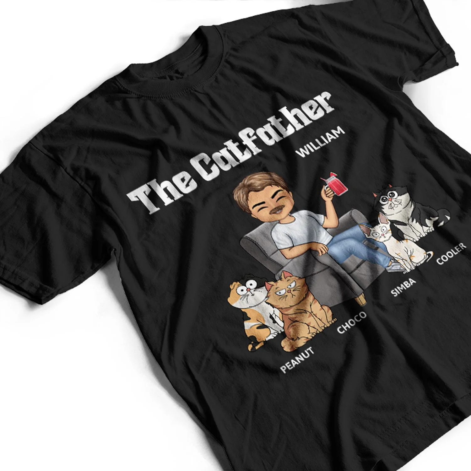 The Cat Father - Gift For Cat Dad, Cat Lovers, Men - Personalized T Shirt - Image 3