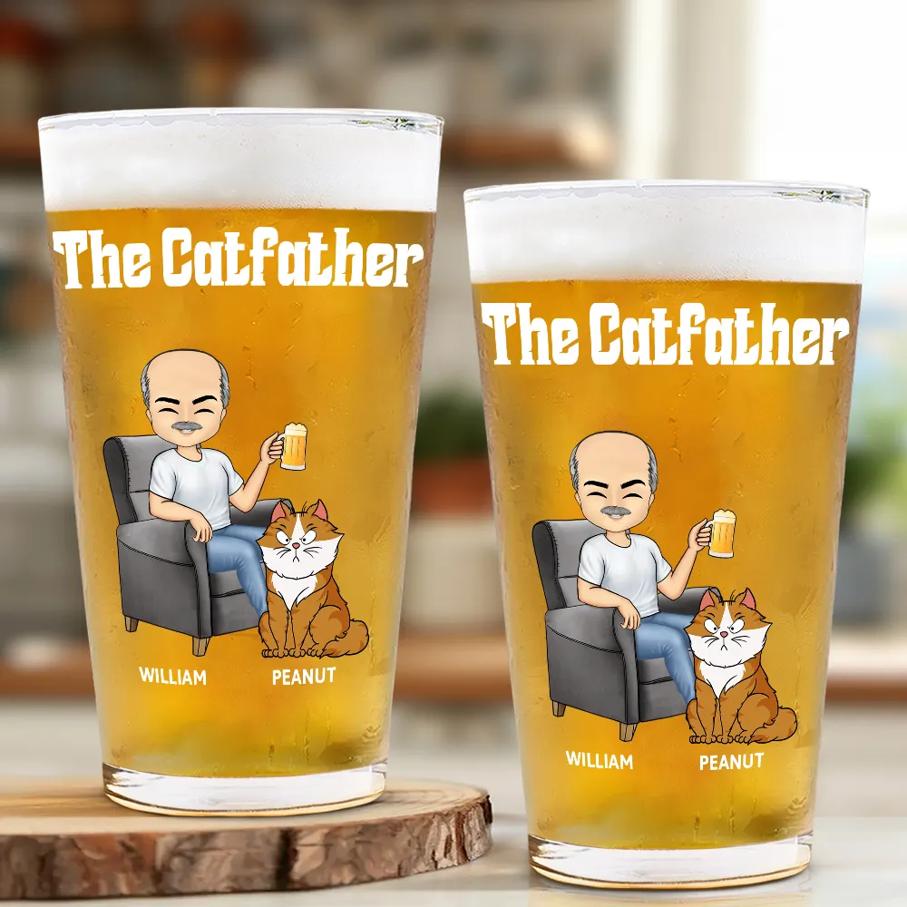 The Cat Father - Personalized Beer Glass - Image 2