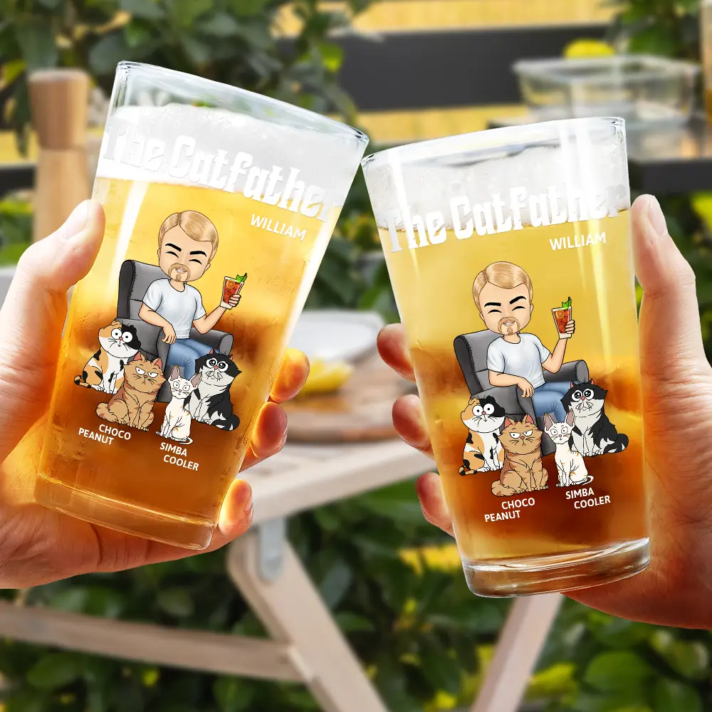 The Cat Father - Personalized Beer Glass - Image 4