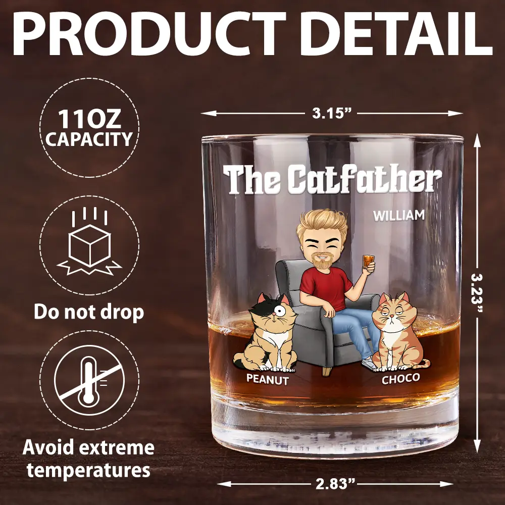 The Cat Father - Personalized Whiskey Glass - Image 5