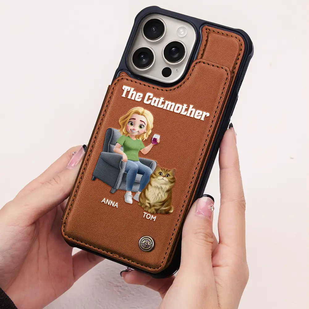 The Cat Mother 3d Effect - Personalized Leather Flip Wallet Phone Case - Image 2