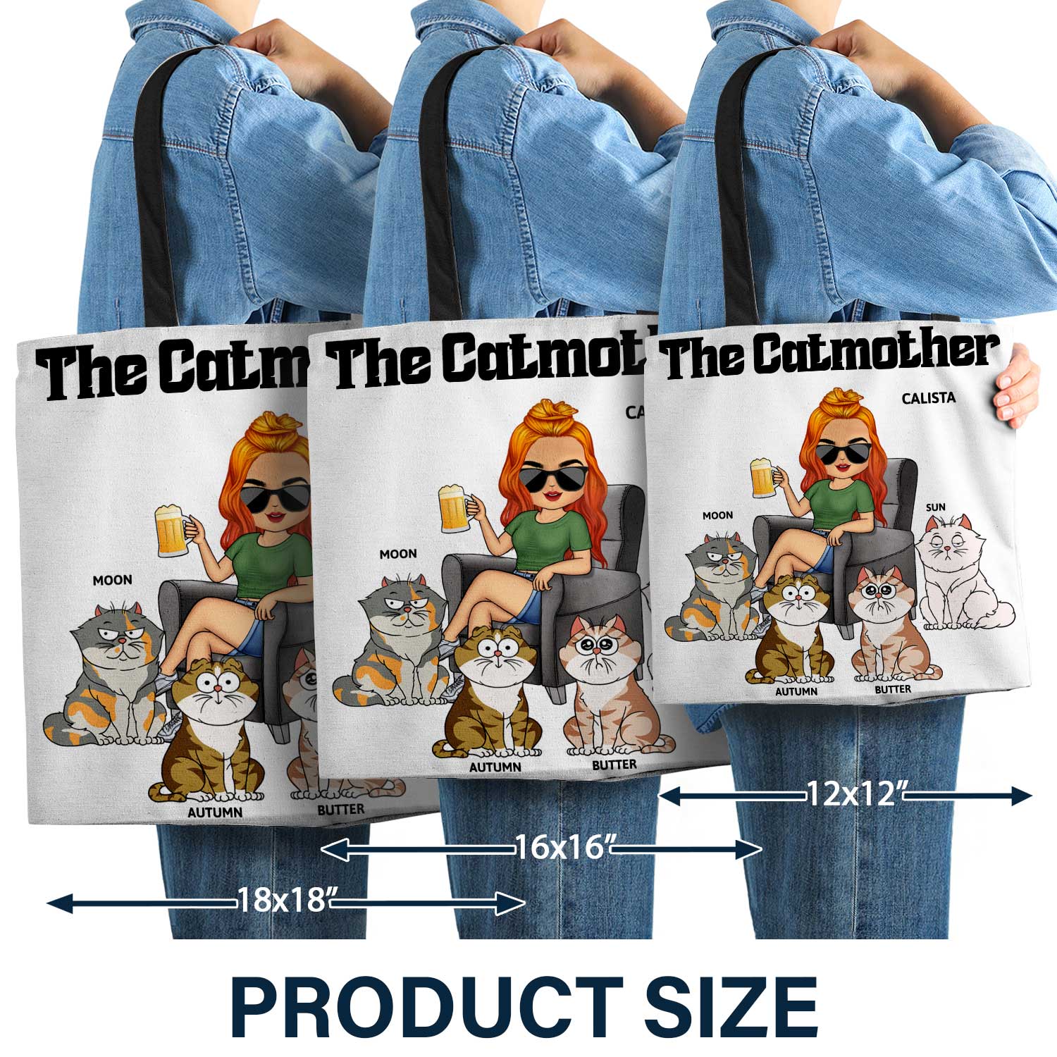 The Cat Mother - Birthday, Loving Gift For Cat Mom, Cat Lovers, Women - Personalized Zippered Canvas Bag - Image 3