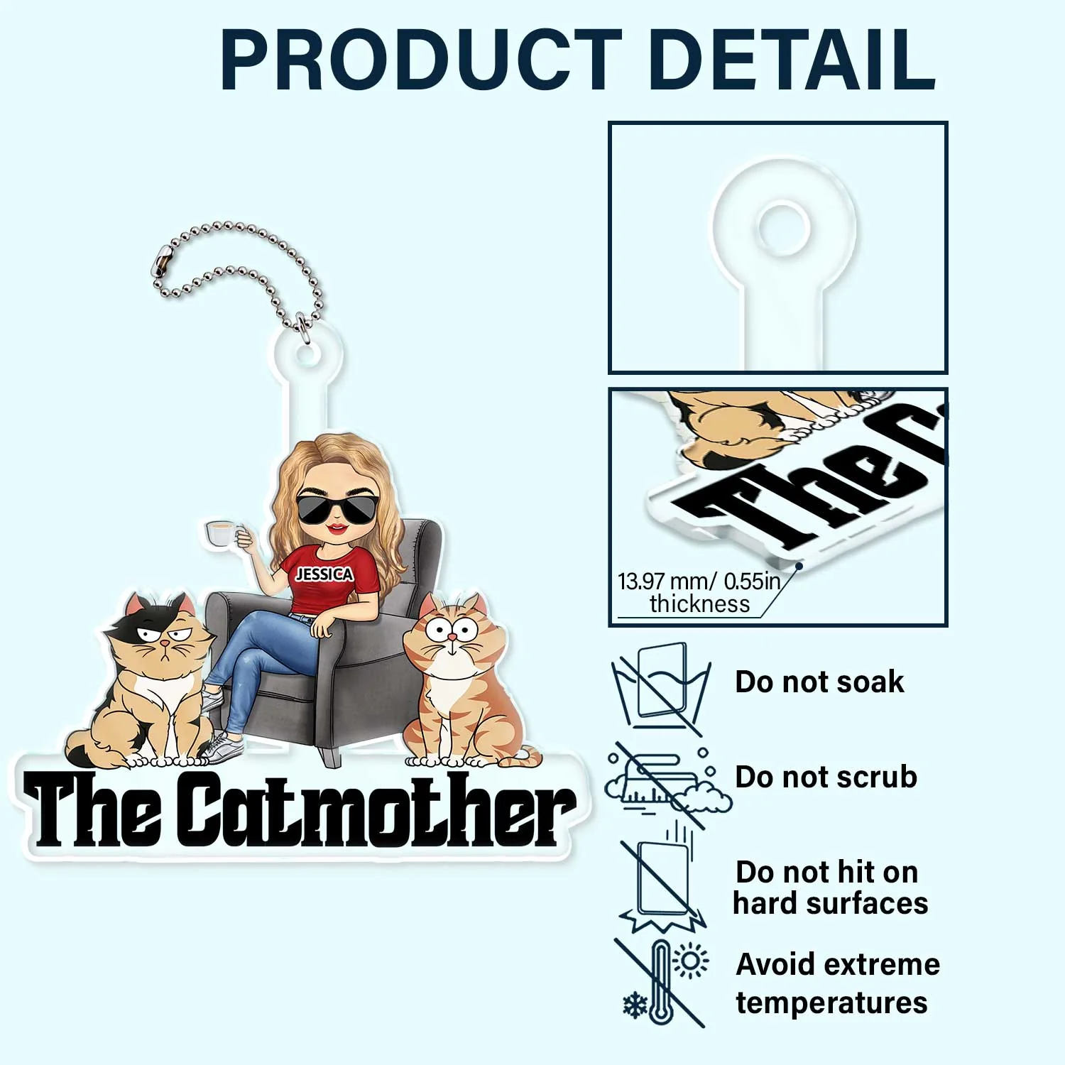 The Cat Mother - Gift For Cat Moms, Cat Lovers - Personalized Acrylic Car Hanger - Image 5