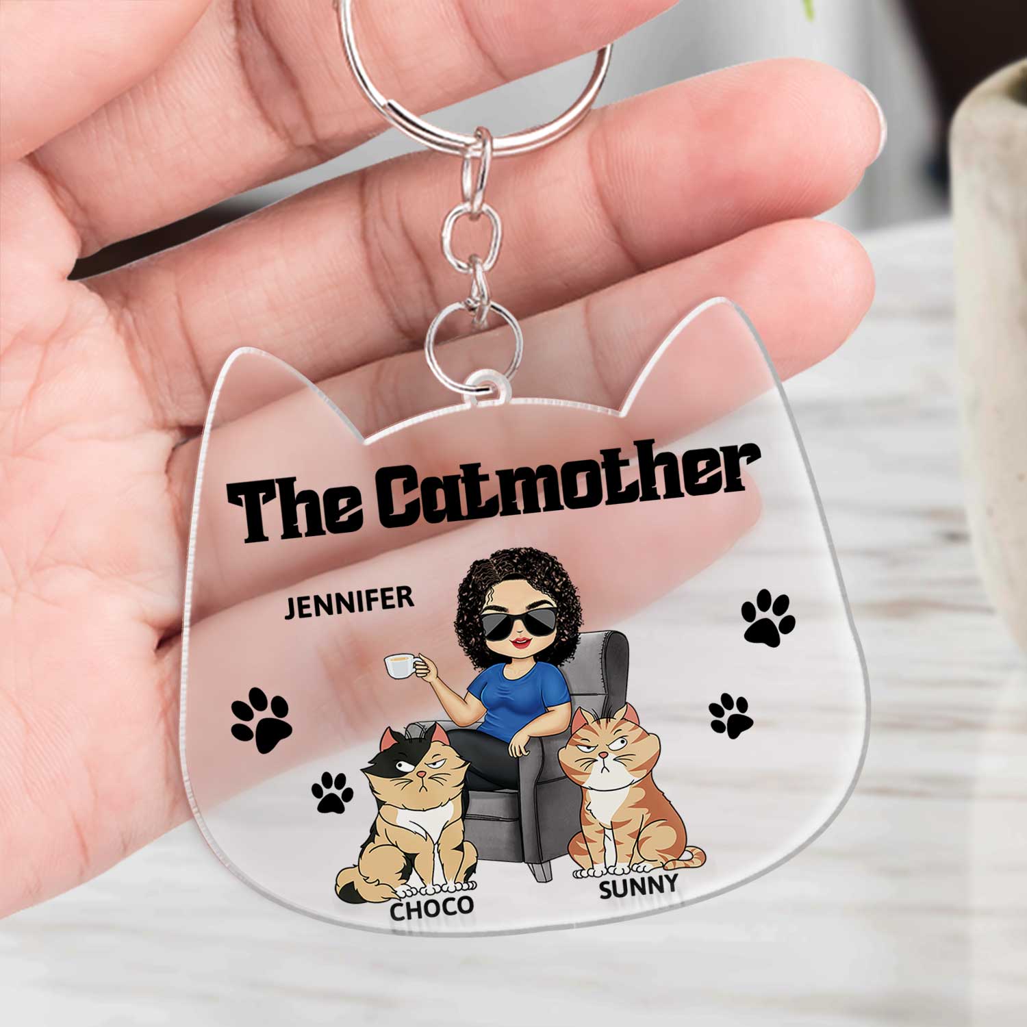 The Cat Mother - Gift For Cat Moms, Cat Lovers, Women - Personalized Acrylic Keychain - Image 4