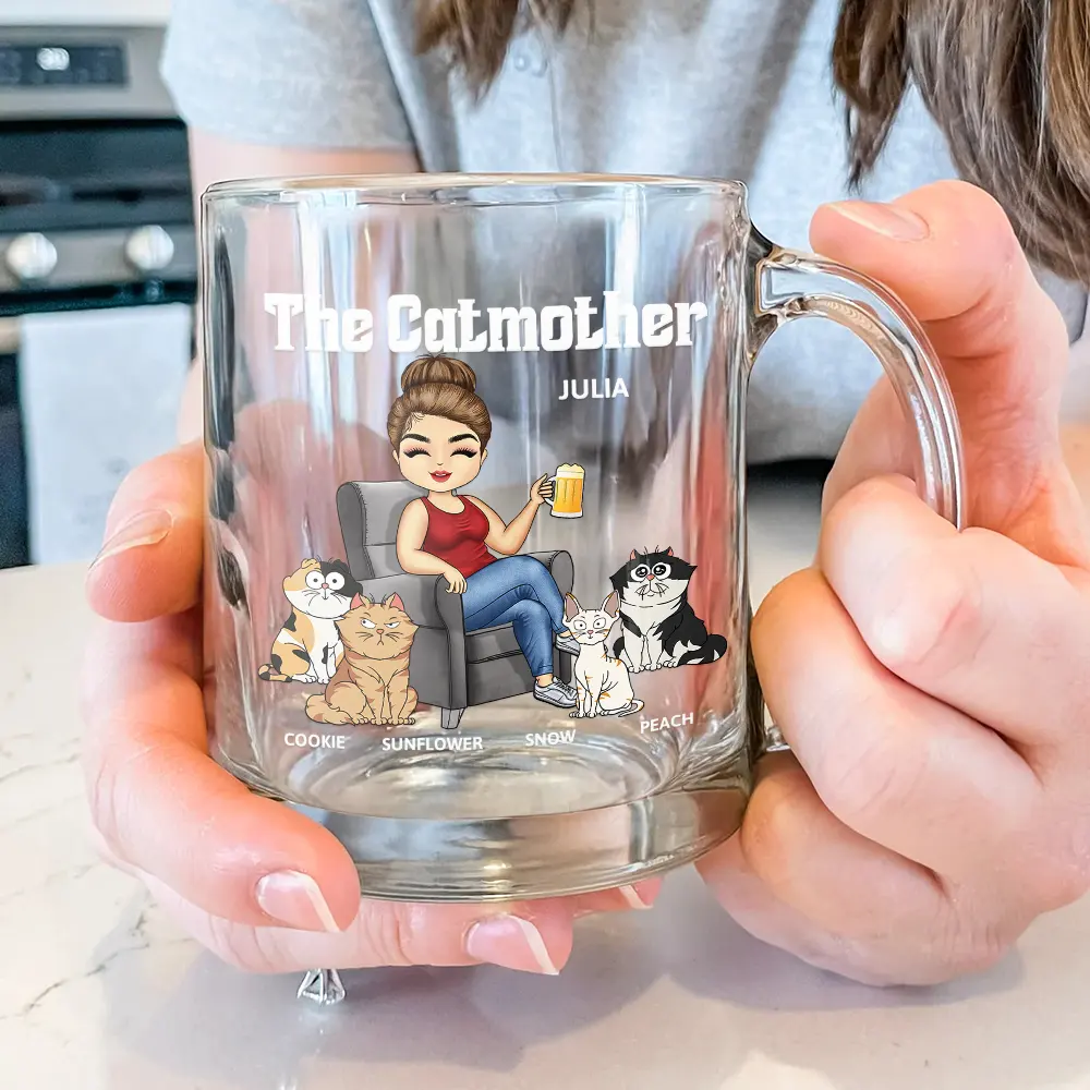 The Cat Mother - Personalized Glass Mug - Image 3