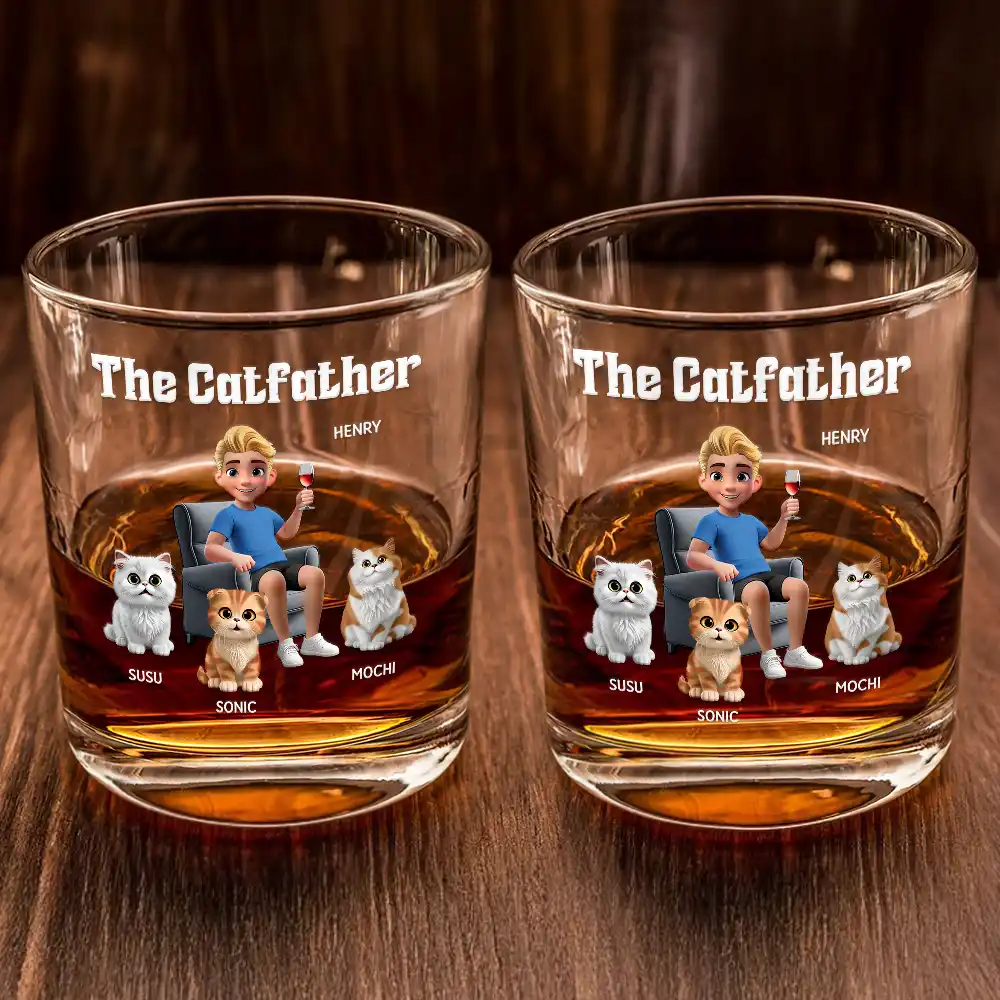 The Catfather - Personalized Whiskey Glass - Image 2
