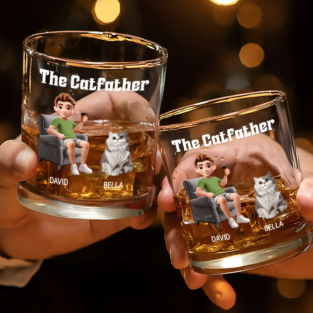 The Catfather - Personalized Whiskey Glass - Image 3