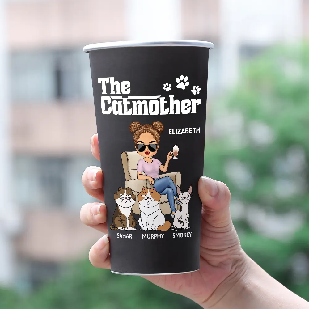 The Catfather The Catmother - Personalized Aluminum Color Changing Cup - Image 3
