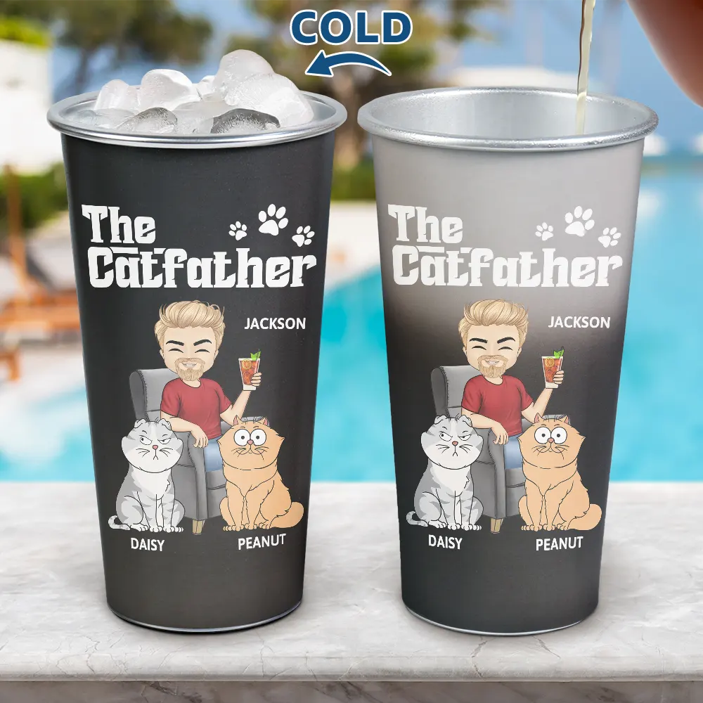 The Catfather The Catmother - Personalized Aluminum Color Changing Cup - Image 4