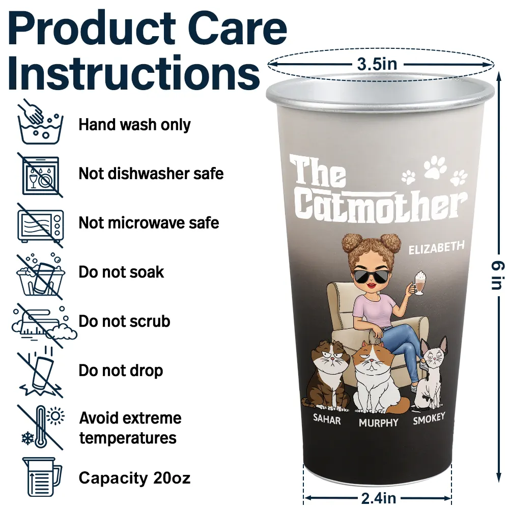 The Catfather The Catmother - Personalized Aluminum Color Changing Cup - Image 5