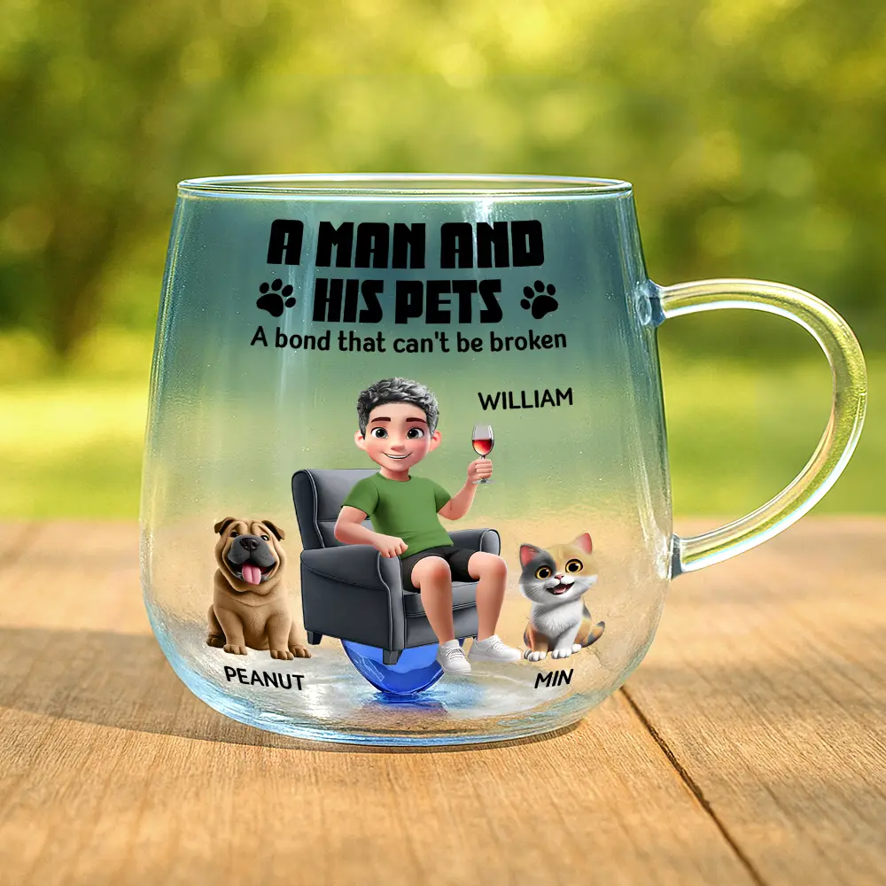 The Catmother A Girl And Her Cat 3D Effect - Personalized Gradient Glass Mug - Image 2