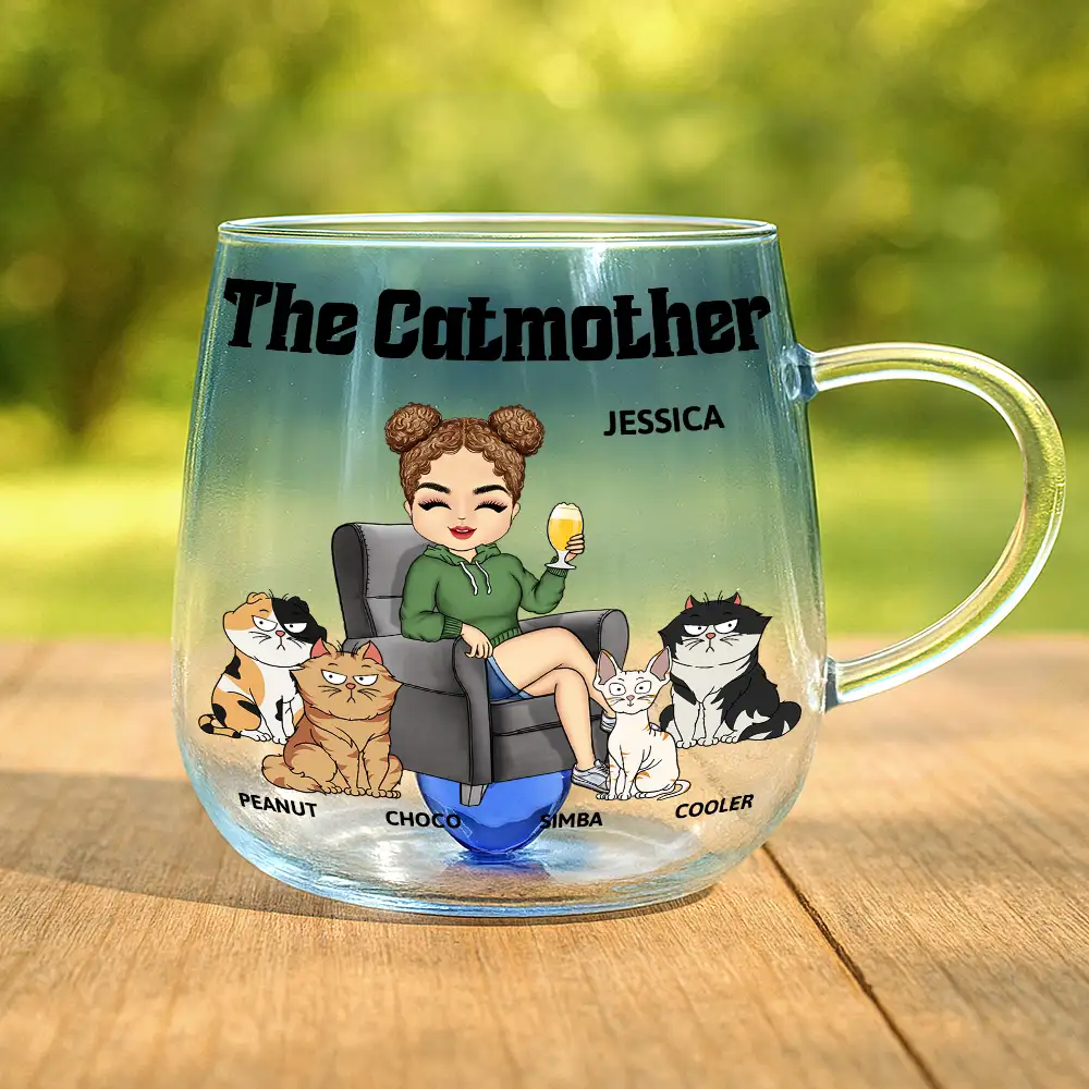 The Catmother - Personalized Gradient Glass Mug - Image 2