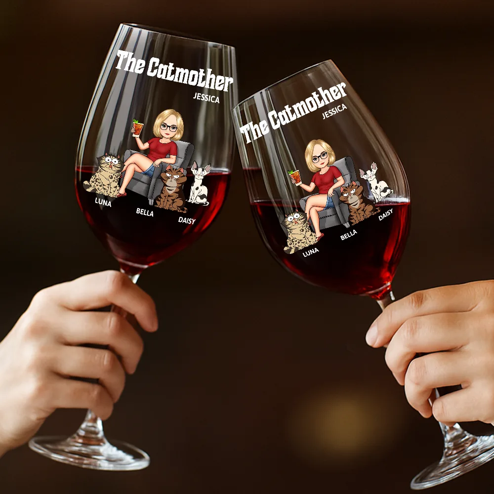 The Catmother - Personalized Wine Glass - Image 4