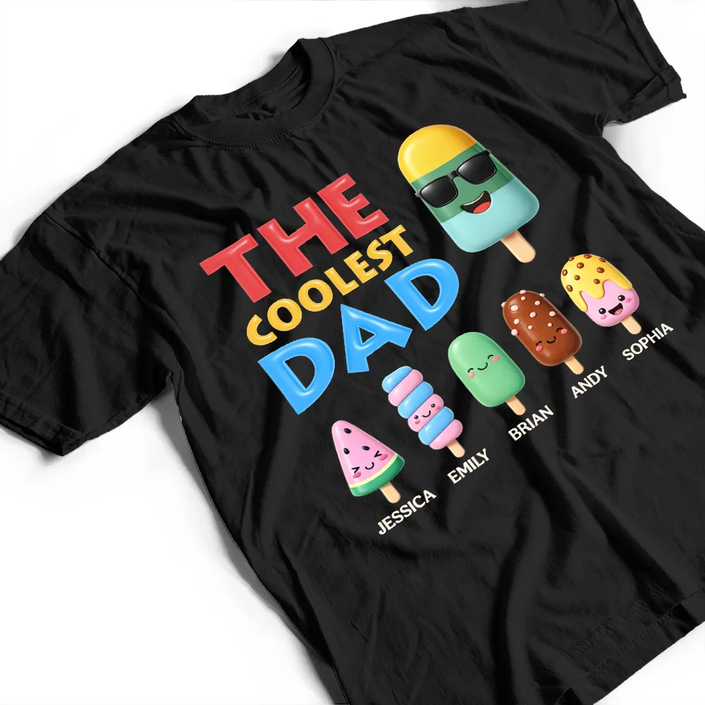 The Coolest Pop Grandpa Dad - Personalized T Shirt - Image 3