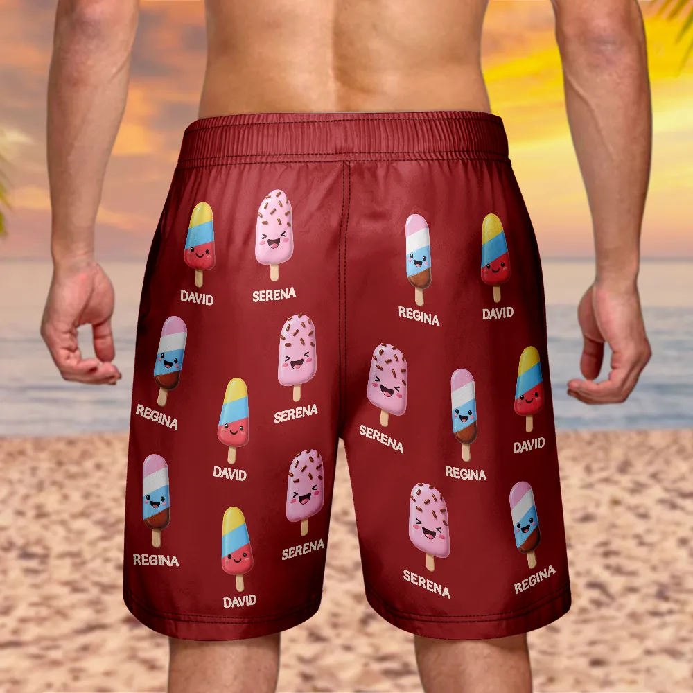 The Coolest Pop Grandpa Dad - Personalized Unisex Beach Shorts - Image 4