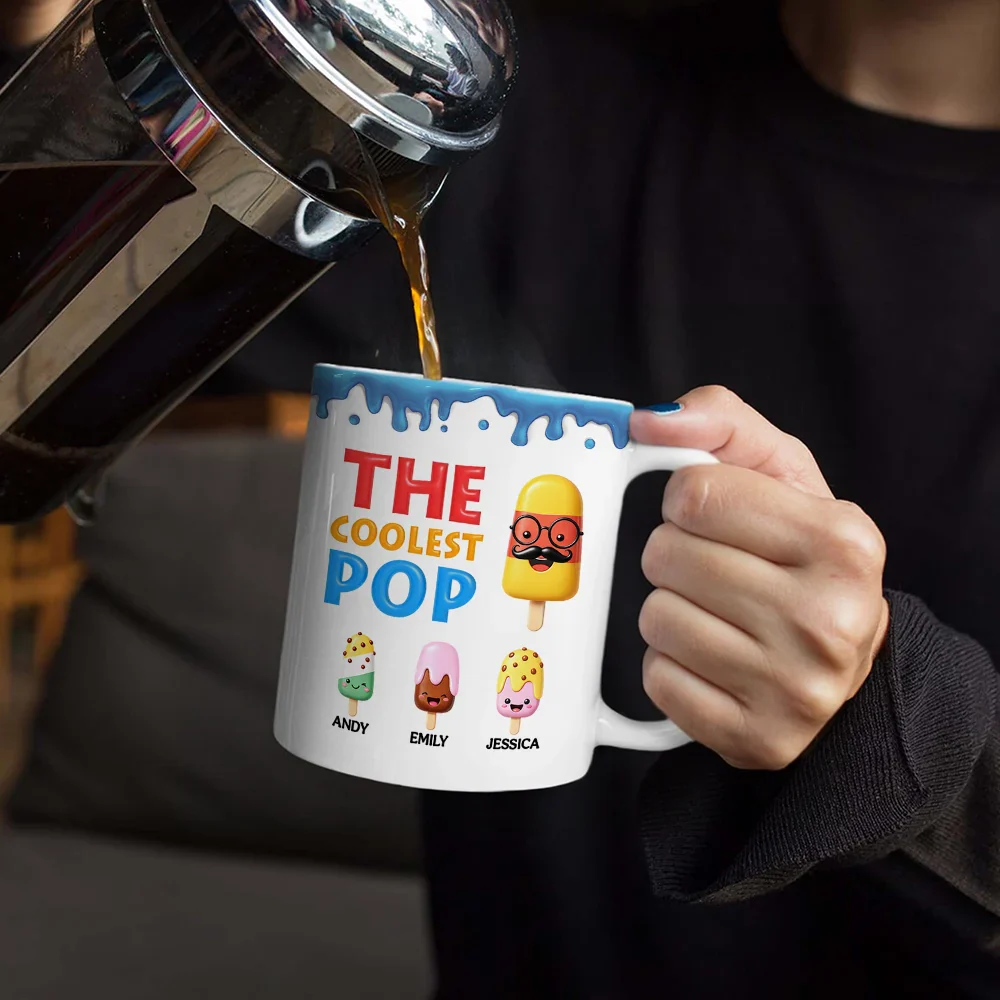 The Coolest Pop Grandpa Dad - Personalized White Edge-to-Edge Mug - Image 4