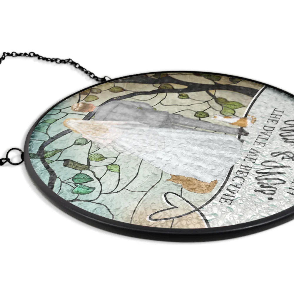 The Date We Became Mr & Mrs Wedding Couple - Personalized Stained Glass Window Hanging Suncatcher - Image 4