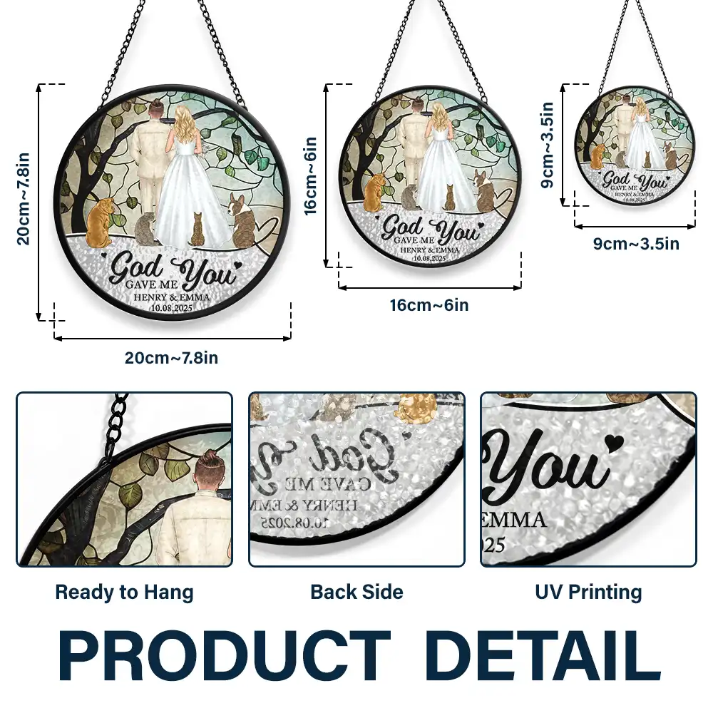 The Date We Became Mr & Mrs Wedding Couple - Personalized Stained Glass Window Hanging Suncatcher - Image 5