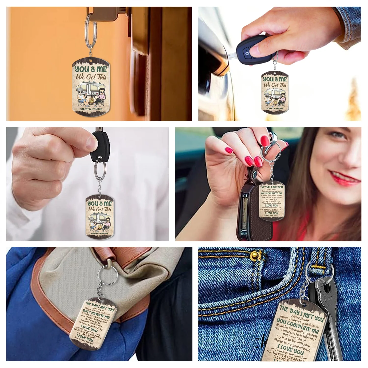 The Day I Met You - Anniversary, Loving Gifts For Couples, Husband, Wife, Camping Lovers - Personalized Aluminum Keychain - Image 6