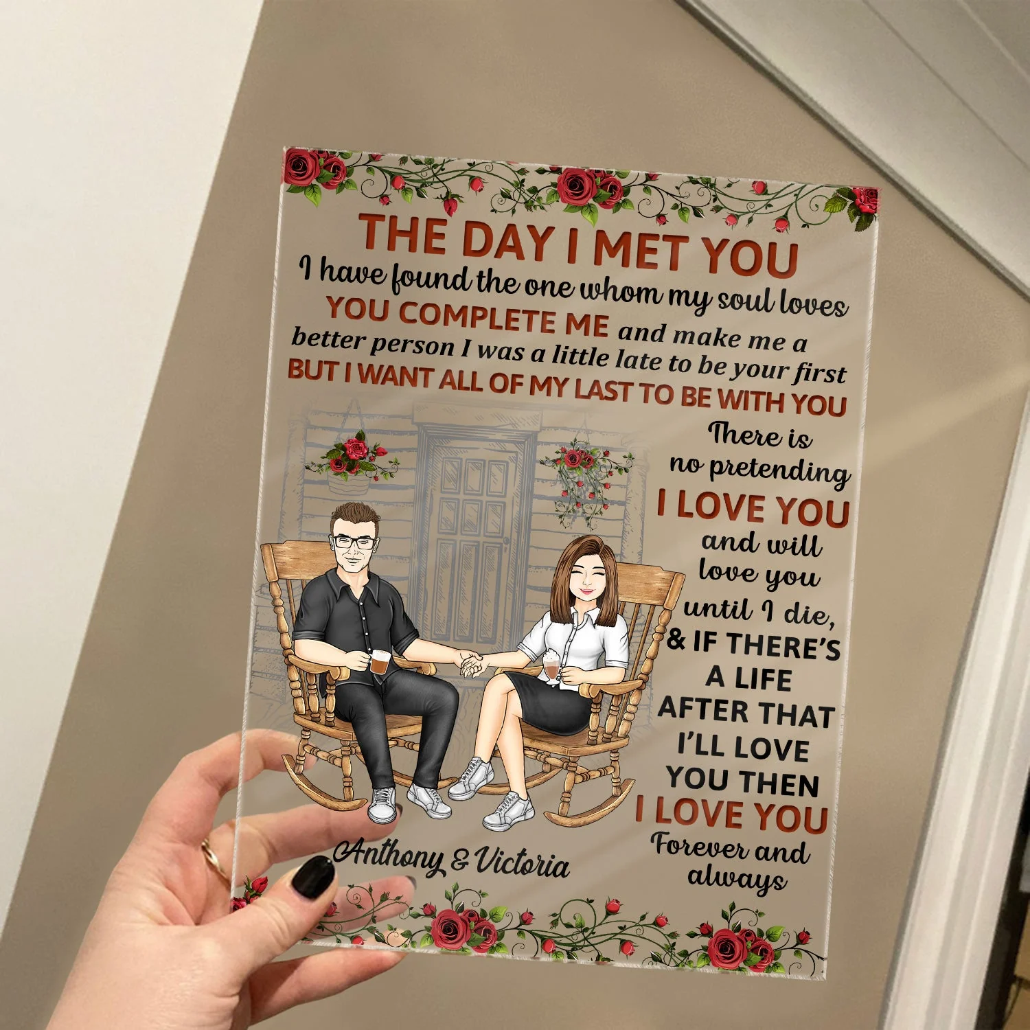 The Day I Met You - Gift For Couples - Anniversary, Birthday Gift For Spouse, Lover, Husband, Wife, Boyfriend, Girlfriend, Couple - Personalized Custom Vertical Rectangle Acrylic Plaque - Image 4