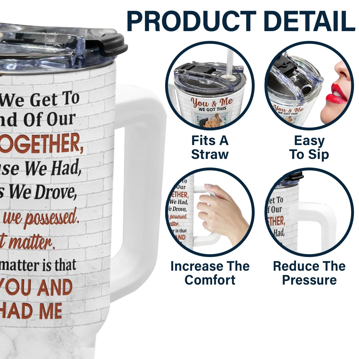 The Day I Met You - Gift For Couples - Personalized 40oz Tumbler With Straw - Image 5