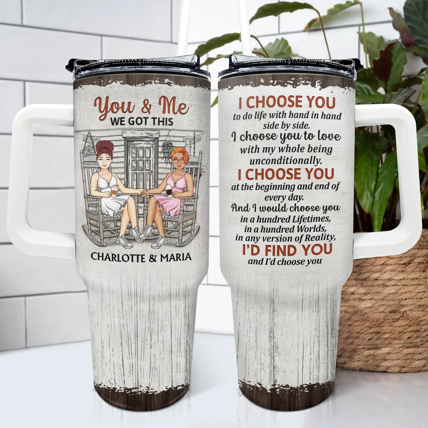 The Day I Met You Husband And Wife - Gift For Couples - Personalized 40oz Tumbler With Straw - Image 4